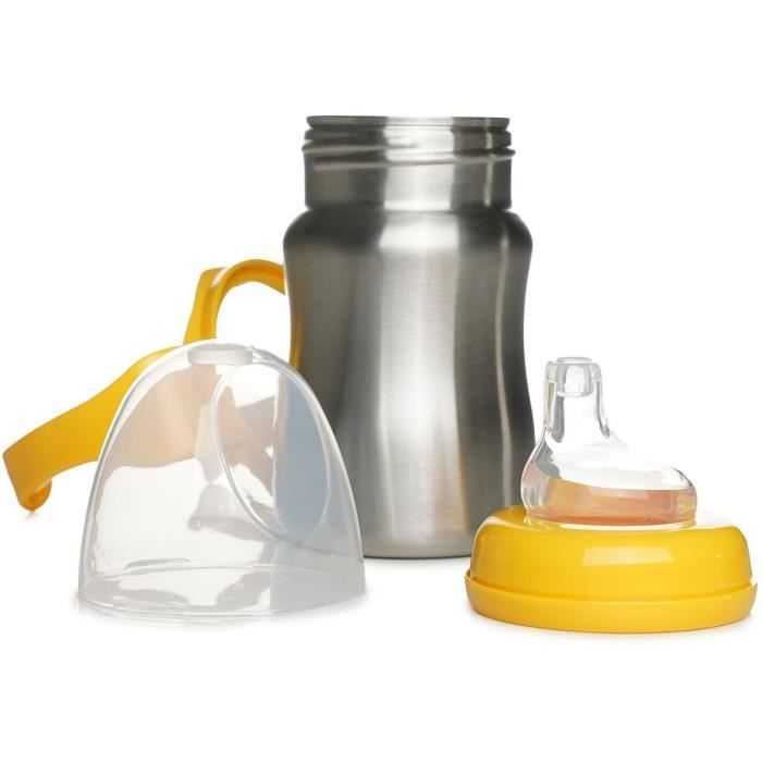 Thermobaby Training Cup - Stainless Steel - 180 ml - Mango Yellow - Ergonomic and Leak-Proof