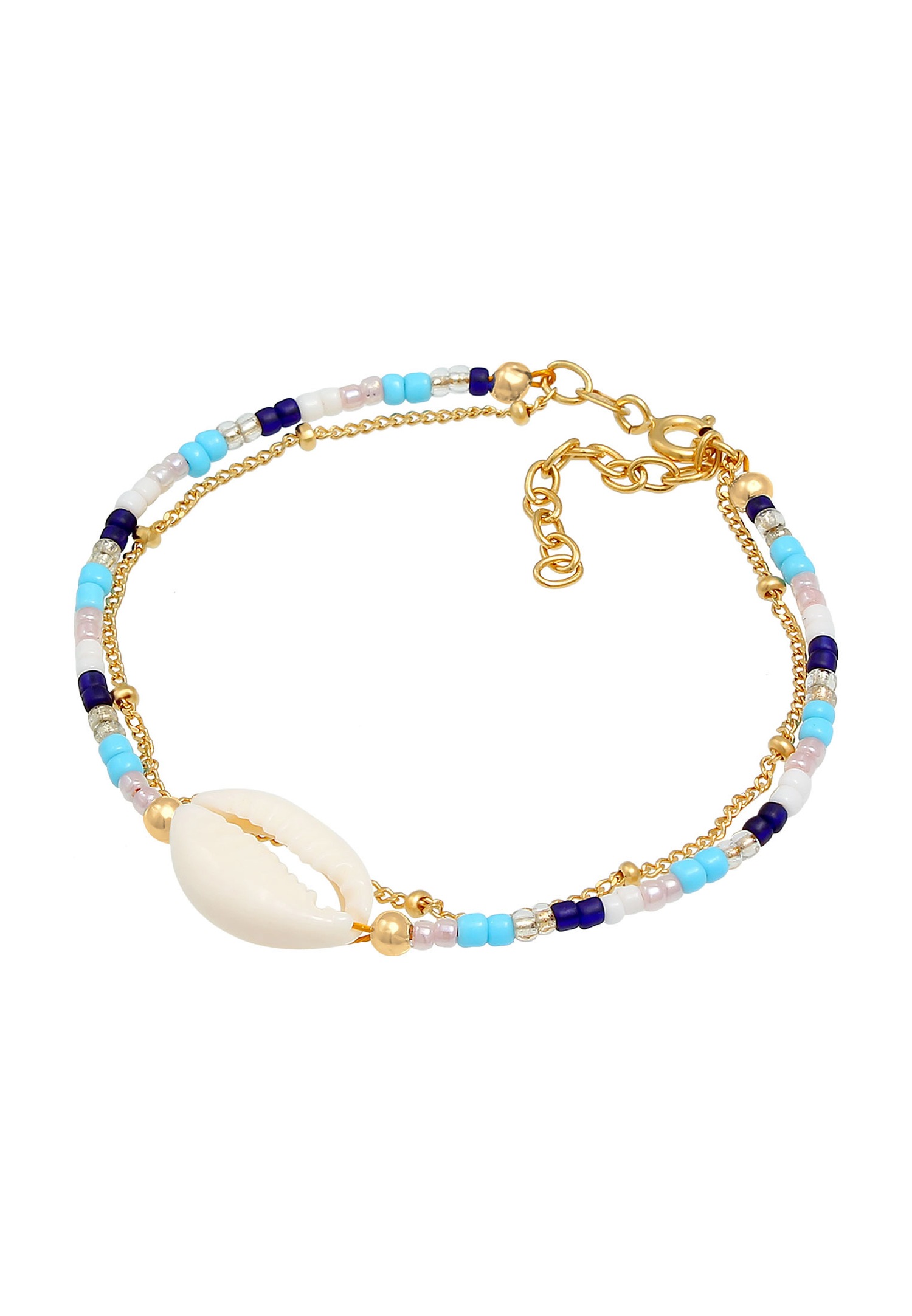 Elli Femme Kauri Shell Ball Necklace Perles colorées en argent sterling 925 plaqué or