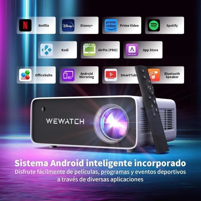 Proyector de vídeo, V51 Pro 4K, 19000 lúmenes, sistema operativo Android, 5G Wifi Bluetooth, proyector de cine en casa con función Br [J231]