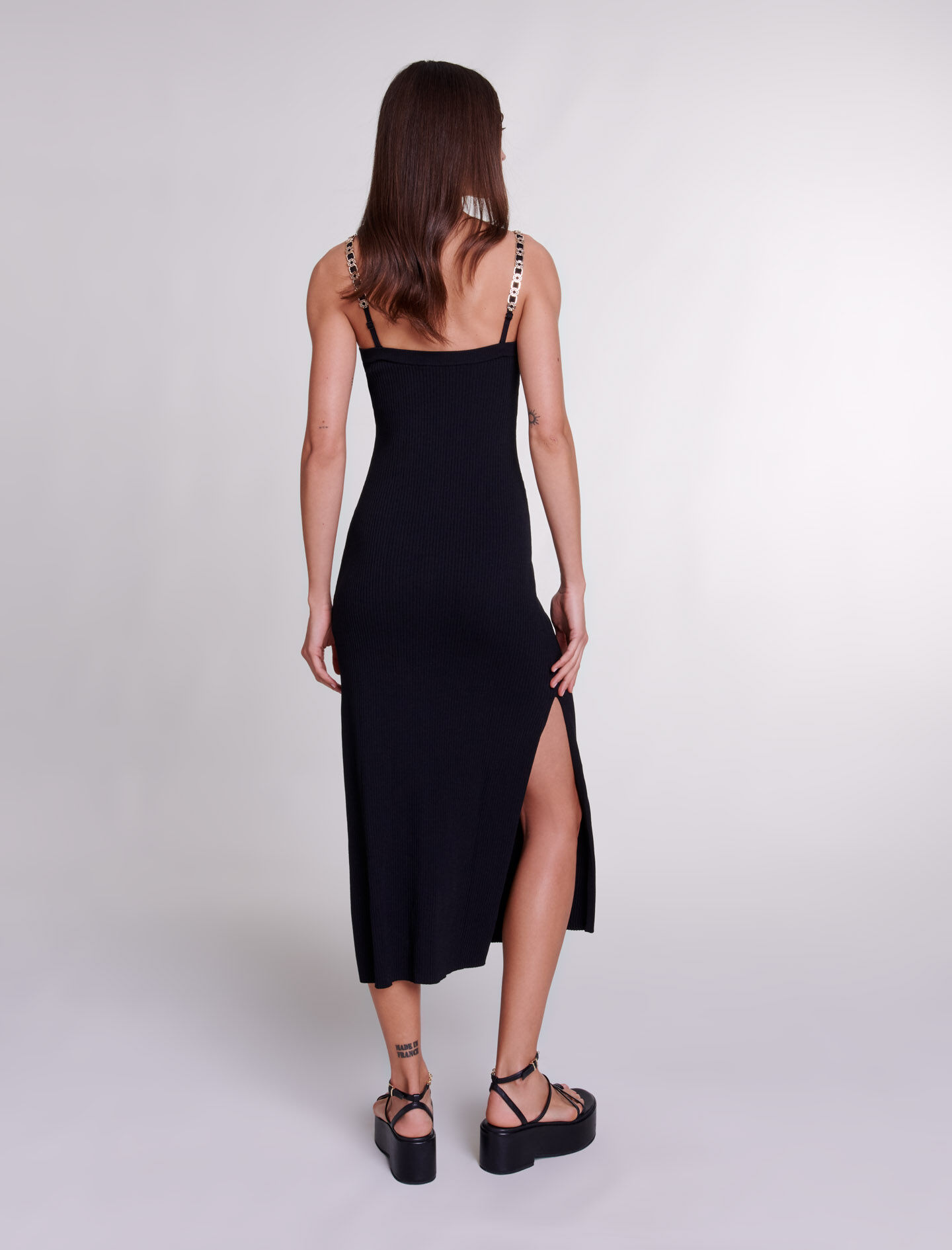 Rochie lungă tricotată - Neagră