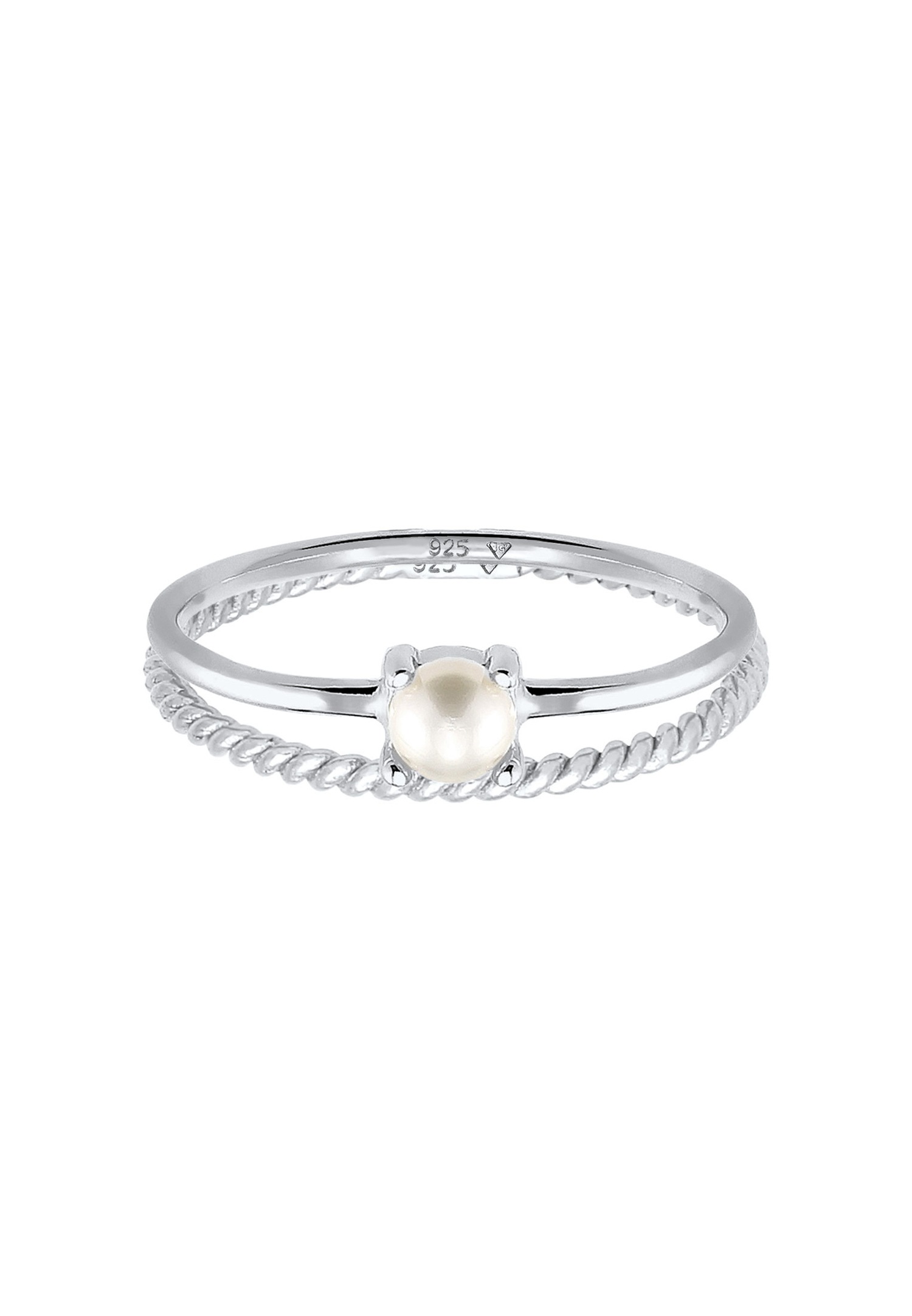 Elli PREMIUM Elli PREMIUM Bague Femmes Twisted Set 2 pièces avec perle d'eau douce de culture en argent sterling 925