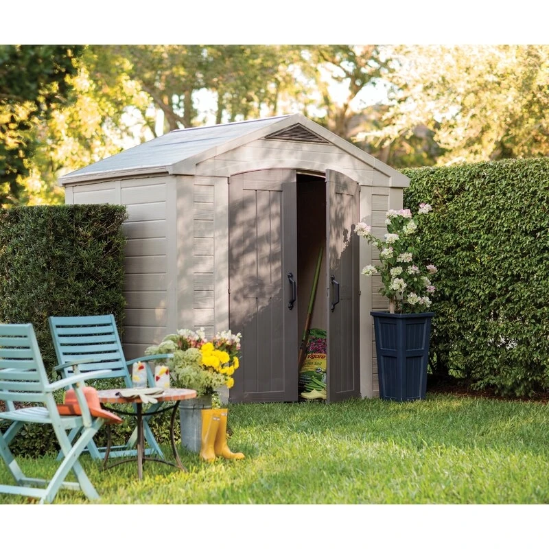 Faktor 8 fot brett x 6 fot djupt plastförvaringsskjul