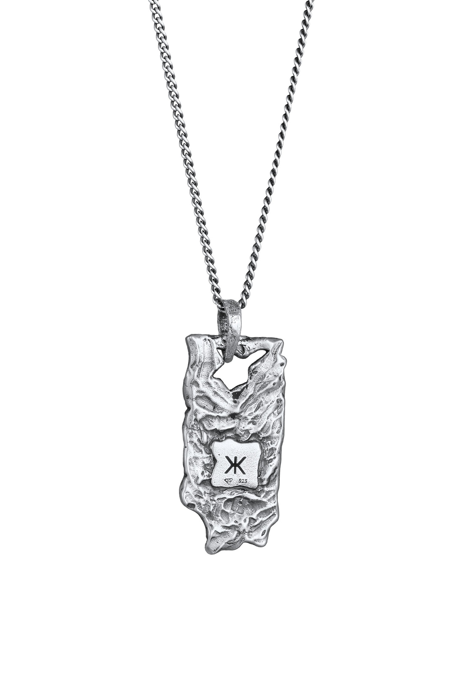KUZZOI Hommes Pendentif Rectangle Organique en Argent Sterling 925