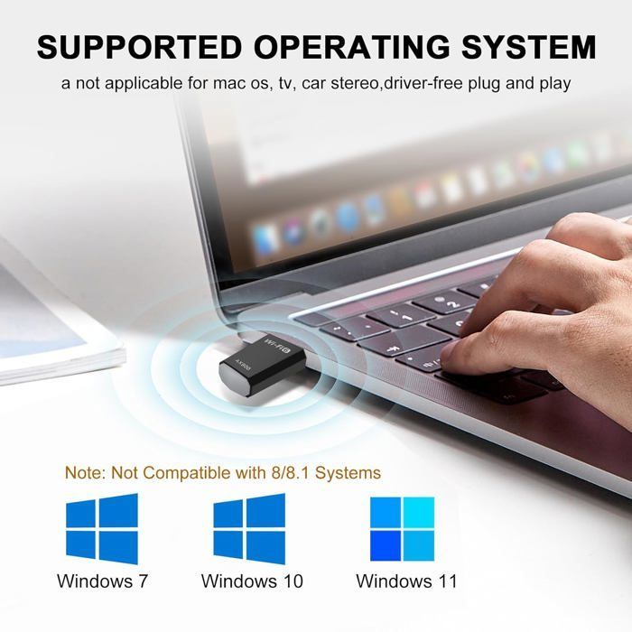 AX900 Dual-Band 2.4/5.8 GHz MU-MIMO WPA3 WiFi 6 USB-adapter voor pc — tot 900 Mbps