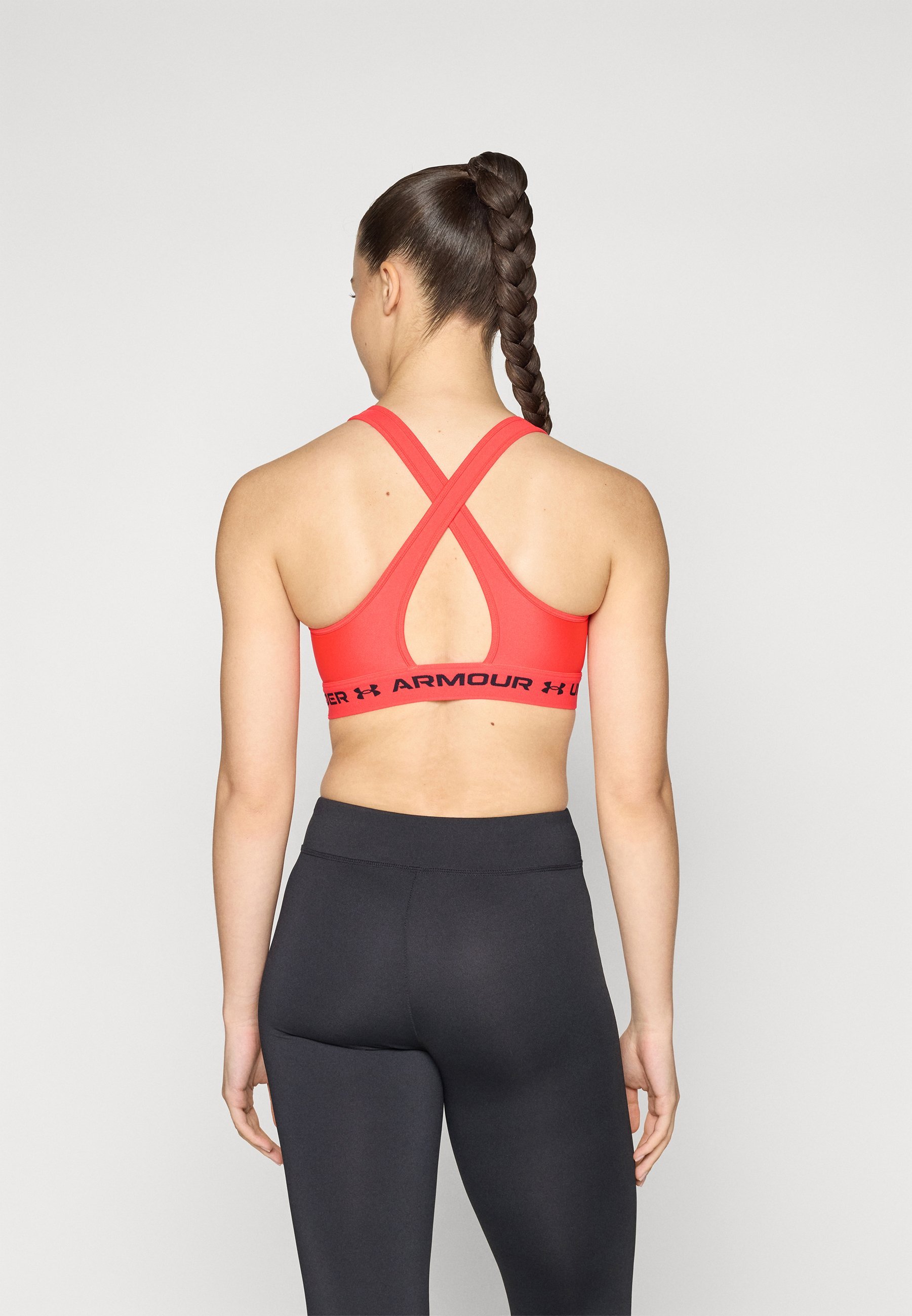 Soutien-gorge de sport Under Armour CROSSBACK MID - Maintien moyen - Rouge nageur/noir
