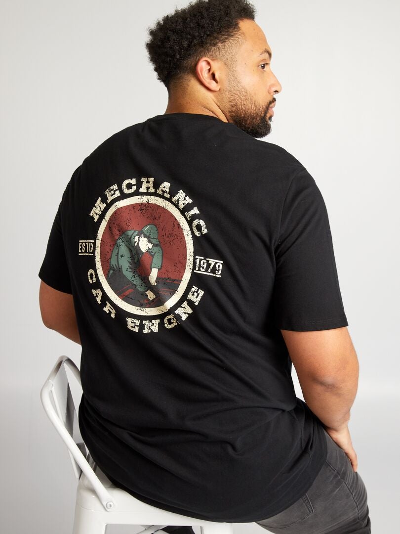 Bedrukt T-shirt met korte mouwen - ZWART