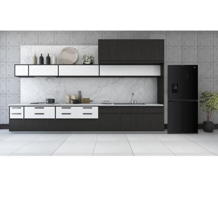 Koelkast met 4 deuren en waterdispenser - 464 liter - Total No Frost - B79 cm x H180 cm - Zwart - Energieklasse D