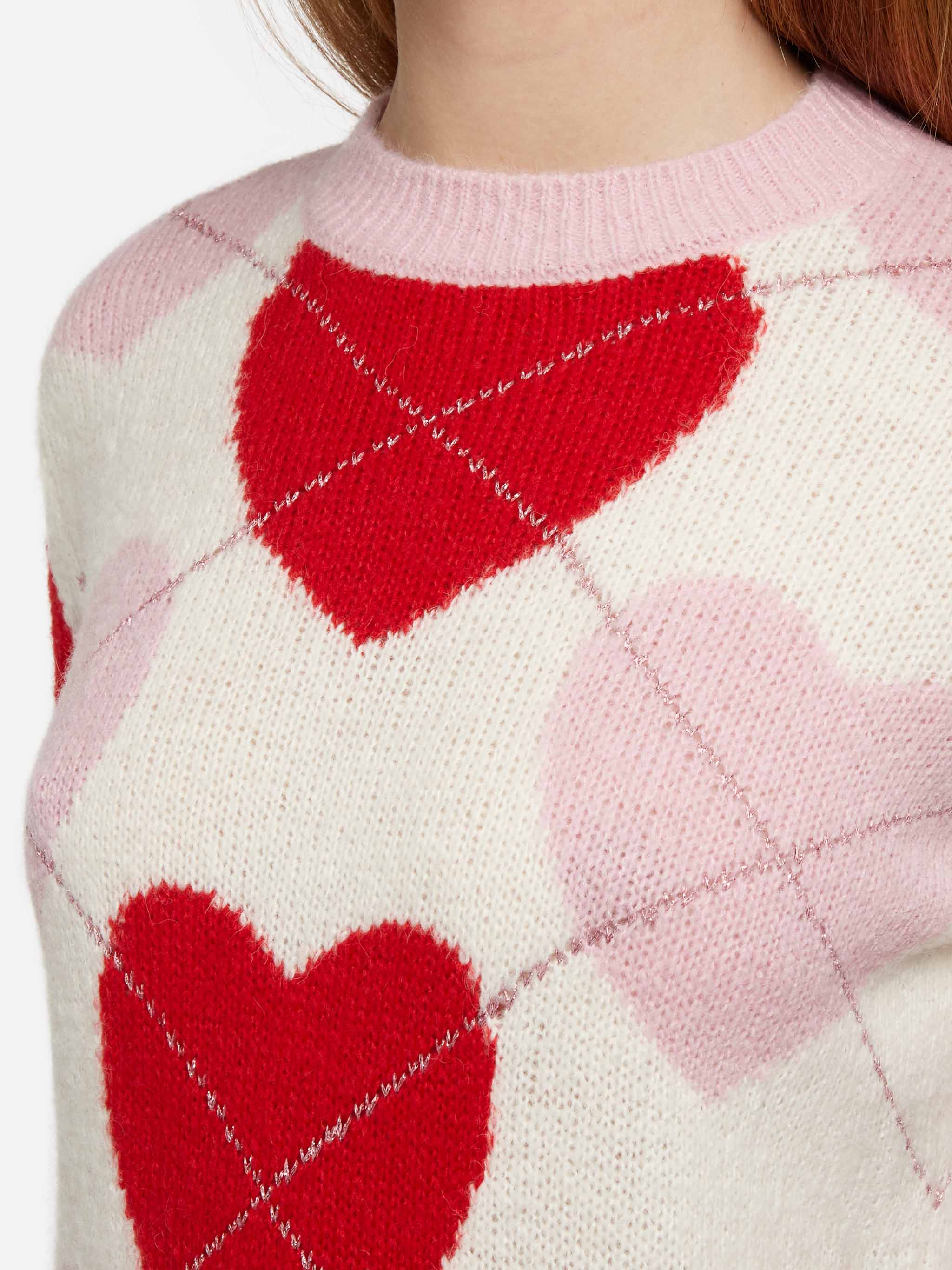 Maglione girocollo da donna morbido Queen Nordic Soft con cuore jacqua