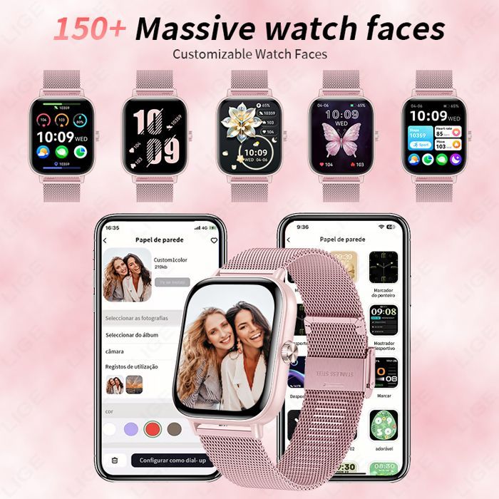 Smartwatch sportivo per uomo e donna, Bluetooth, chiamate, tracker di attività, monitor della salute, moda, signore, An