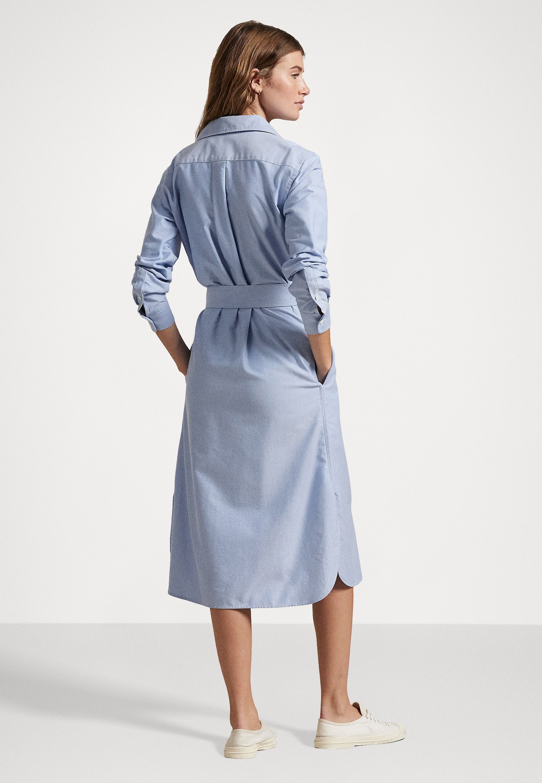 Abito camicia Polo Ralph Lauren in cotone Oxford con cintura - blu