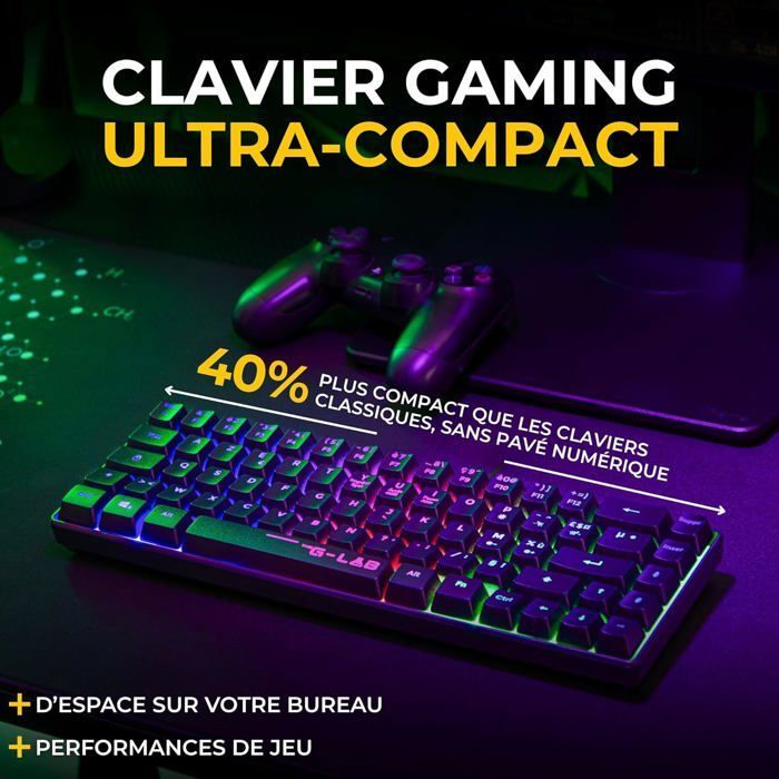 Tastiera da gioco wireless al 60% - ZGEER - Keyz Hydrogen Wl - Tripla modalità: 2,4 GHz, Bluetooth, USB - Digitazione silenziosa