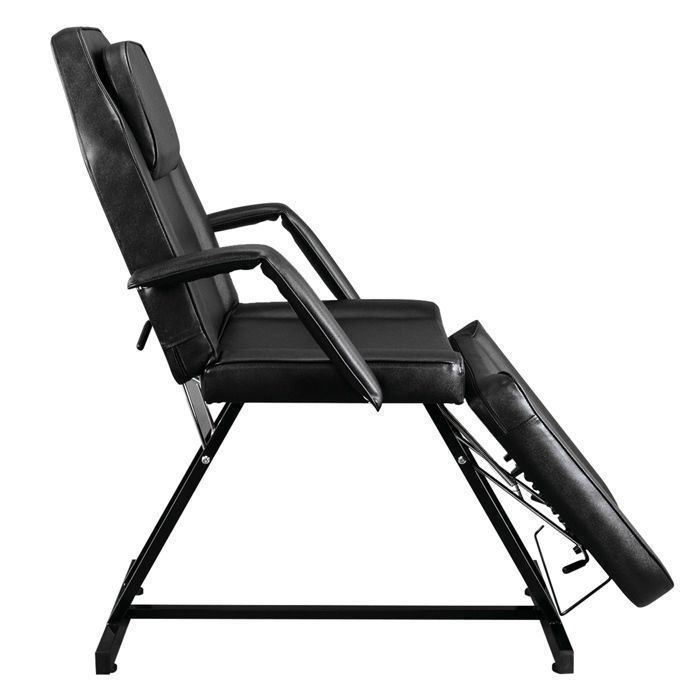 Table de massage Cadre en fer - Poids max supporté 150kg - jambe et dossier réglable avec Tabouret - 186 x 82 x 70cm Noir