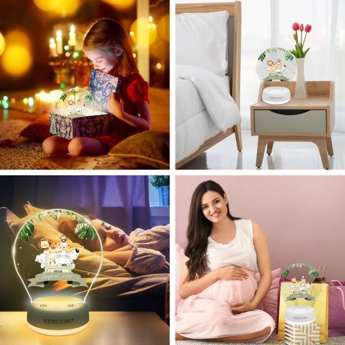 KENLUMO Animal Veilleuse bébé Cadeau Noël enfant Lumière blanche et chaude trois couleur Ajuster la luminosité orner Lampe de