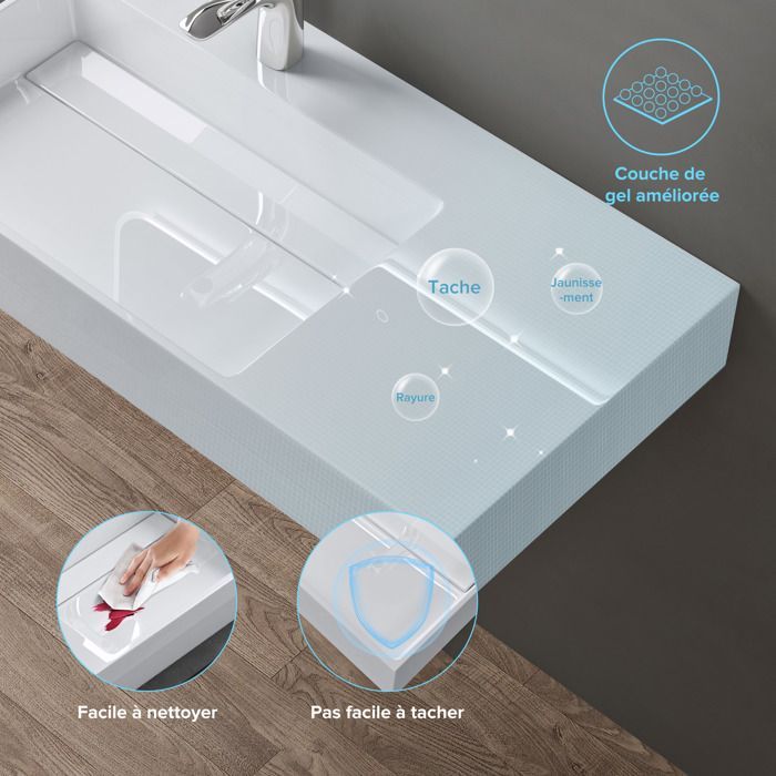 Lavabo mural doporro blanco de 120 cm, lavabo de encimera con desagüe, lavabo rectangular de 120 x 48 x 13 cm Colossum12