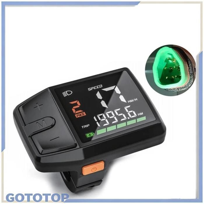 Tachimetro con display a LED per bici elettriche, impermeabile, compatibile con sistemi a 24V, 36V e 48V, con grado di protezione IP65.