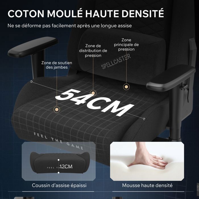 SENSE7 Spellcaster Senshi – Chaise Gaming – Ergonomique – Réglable En Hauteur – Max 150kg/185cm – Noir Et Orange