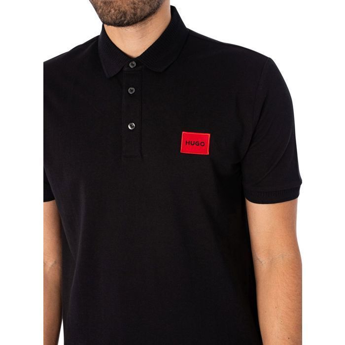 Men's Polo Shirt - HUGO by HUGO BOSS - Slim Fit - Black - Short Sleeves - Polo Collar