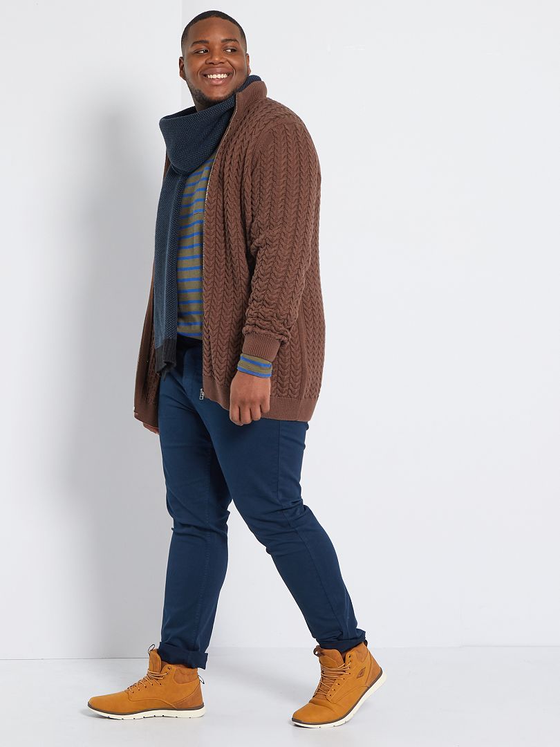 Calça ajustada com 5 bolsos, tamanho L34 - AZUL