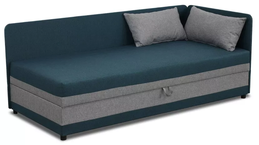 Tapczan łóżko jednoosobowe Hirek 90x200 Turkusowe/Szare