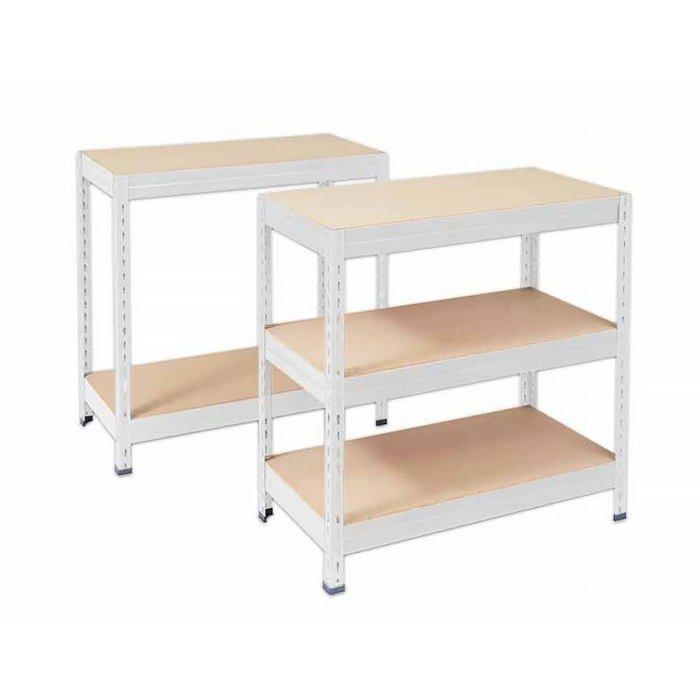 Estantería metálica reforzada de alta resistencia Grizzly, 5 niveles, blanca, 180 x 90 x 60 cm, carga máxima: 875 kg