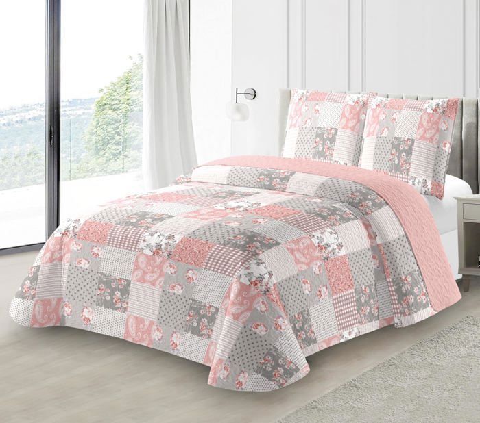 Colcha acolchada gruesa de 220x240cm con 2 fundas de almohada de 65x65cm M23-6050