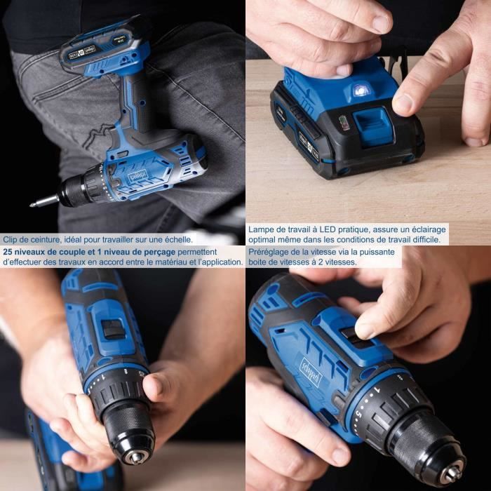 C-DTB74/1-X Cordless Drill Driver Kit - 50Nm, 13mm Chuck + 74 Accessories - SCHEPPACH 20V IXES + 2Ah Battery + Charger