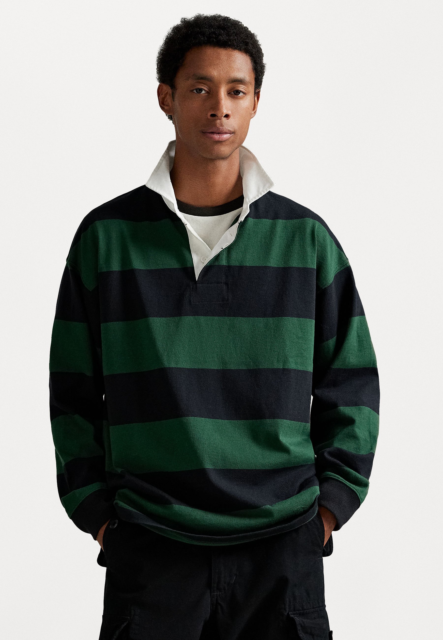 Polo Ralph Lauren BIG FIT STRIPED JERSEY RUGBY SHIRT - Polo shirt - northwestern pine/black