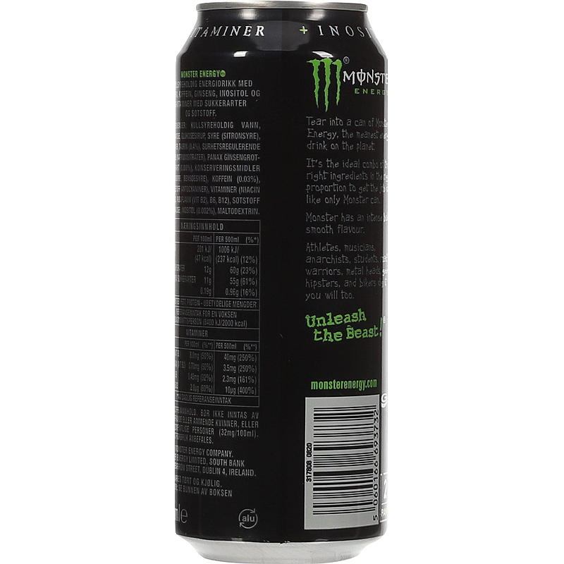 Monster Monster 500 ml energidrik Grøn, Energi