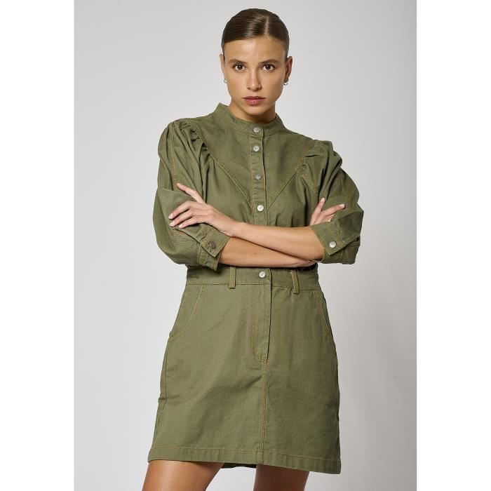 KAPORAL - Vestido vaquero color caqui para mujer MARIL