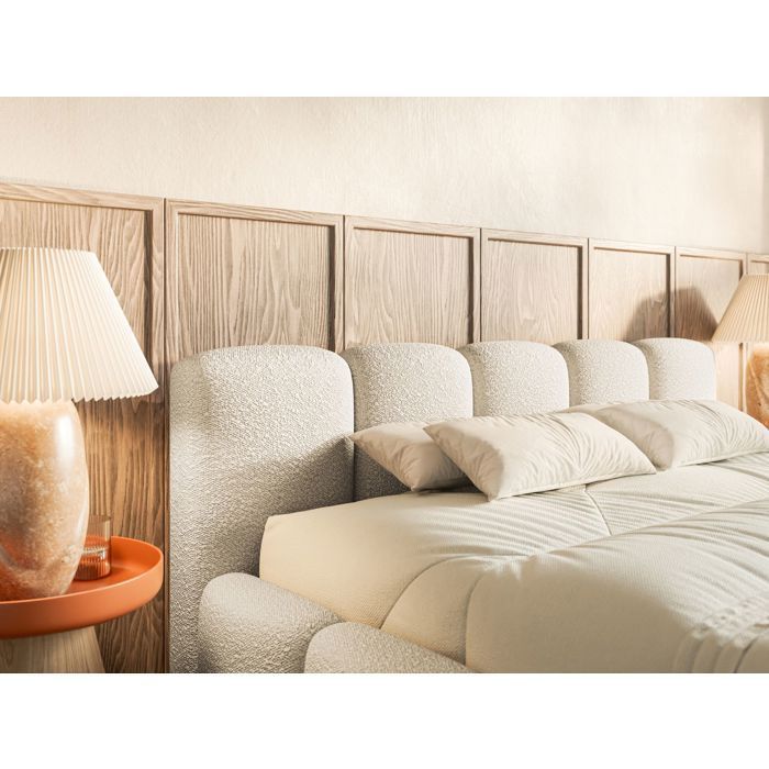 Cama tapizada – Cloudy Low – 200x200 cm – beige claro
