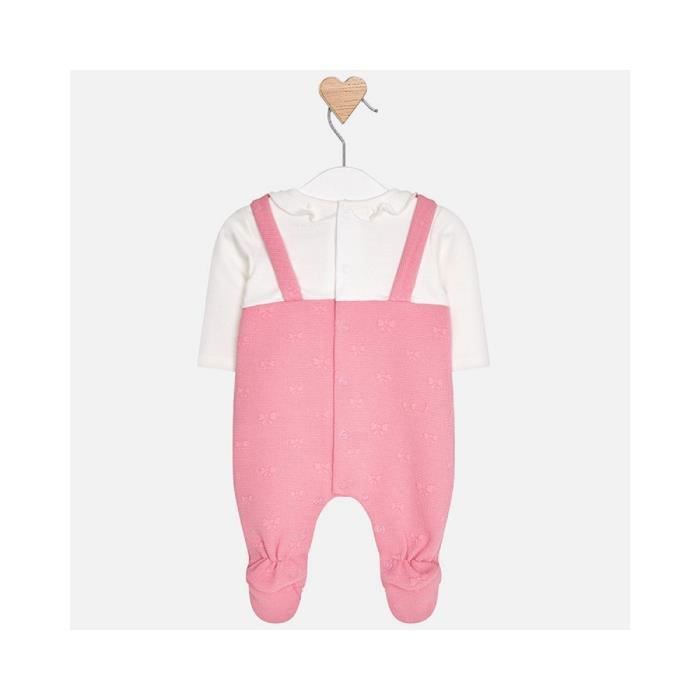 Mayoral ensemble barboteuse Salopette avec t shirt rose/blanc