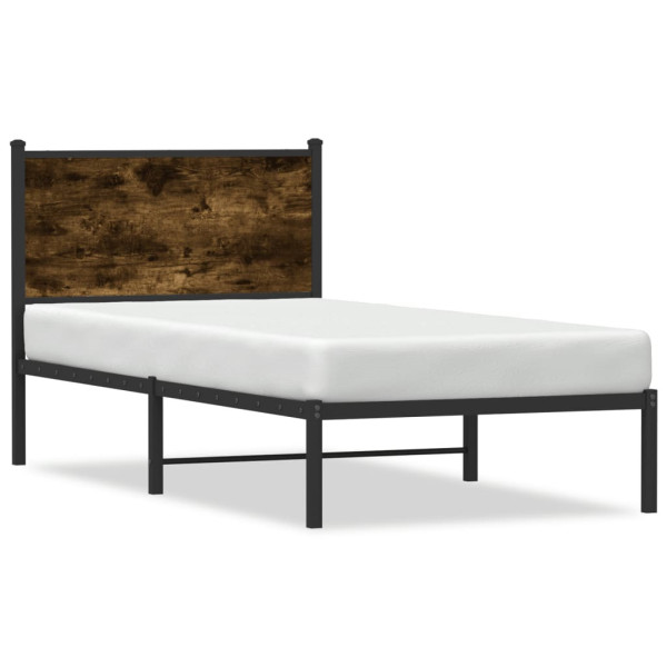 Metalowa rama łóżka bez materaca przydymiony dąb 75x190 cm