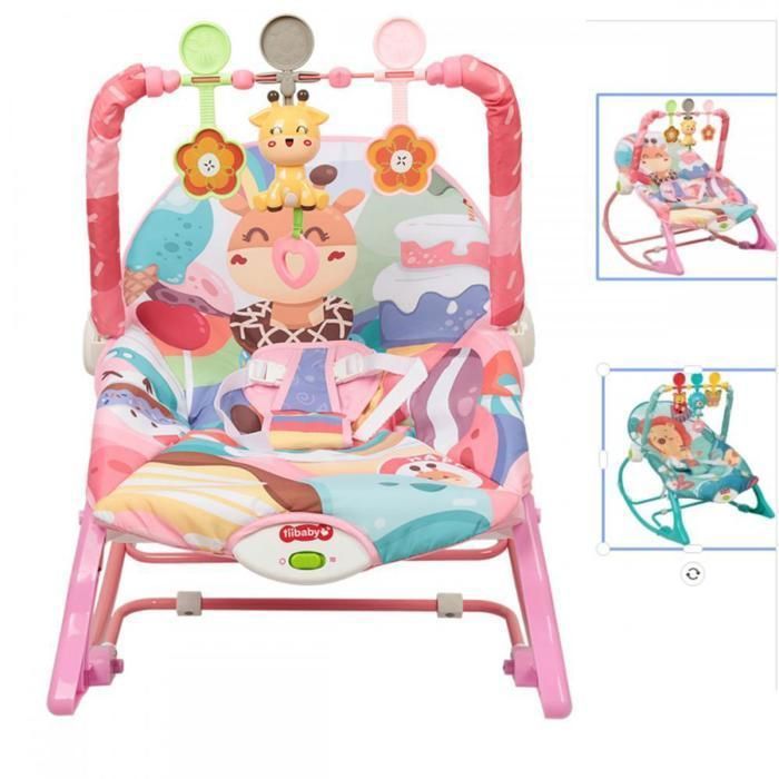 Transat bébé - MIPAN - Transat Balance Soft - Avec Jouet + Musique + Ceinture de sécurité à trois points - Pour 0-3 ans - Rose