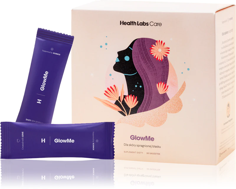 Vrecúška výživového doplnku Health Labs Care GlowMe pre krásne vlasy, pokožku a nechty