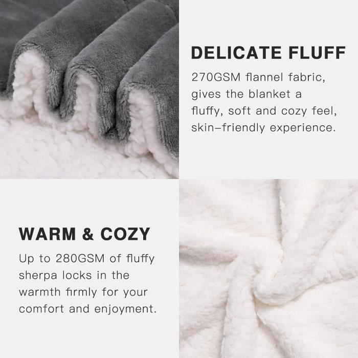 Manta de forro polar gruesa de 200x230 cm, manta cómoda y supersuave para sofá, manta Sherpa, manta para cama doble.