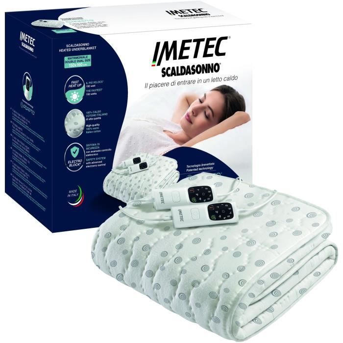 Verwarmde matrastopper - Imetec - Adapto voor 2 personen, 150x160 cm - 6 temperatuurstanden, snelle verwarming - 100% katoen - constante temperatuur