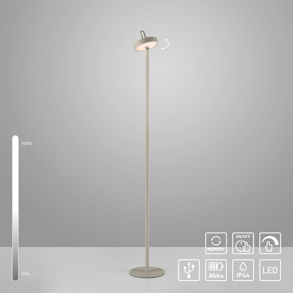 Moda LED-staande lamp op batterijen met magnetische kop, grijsbeige