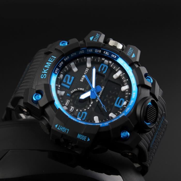 Orologio sportivo da uomo di lusso con display digitale a LED blu impermeabile superbo