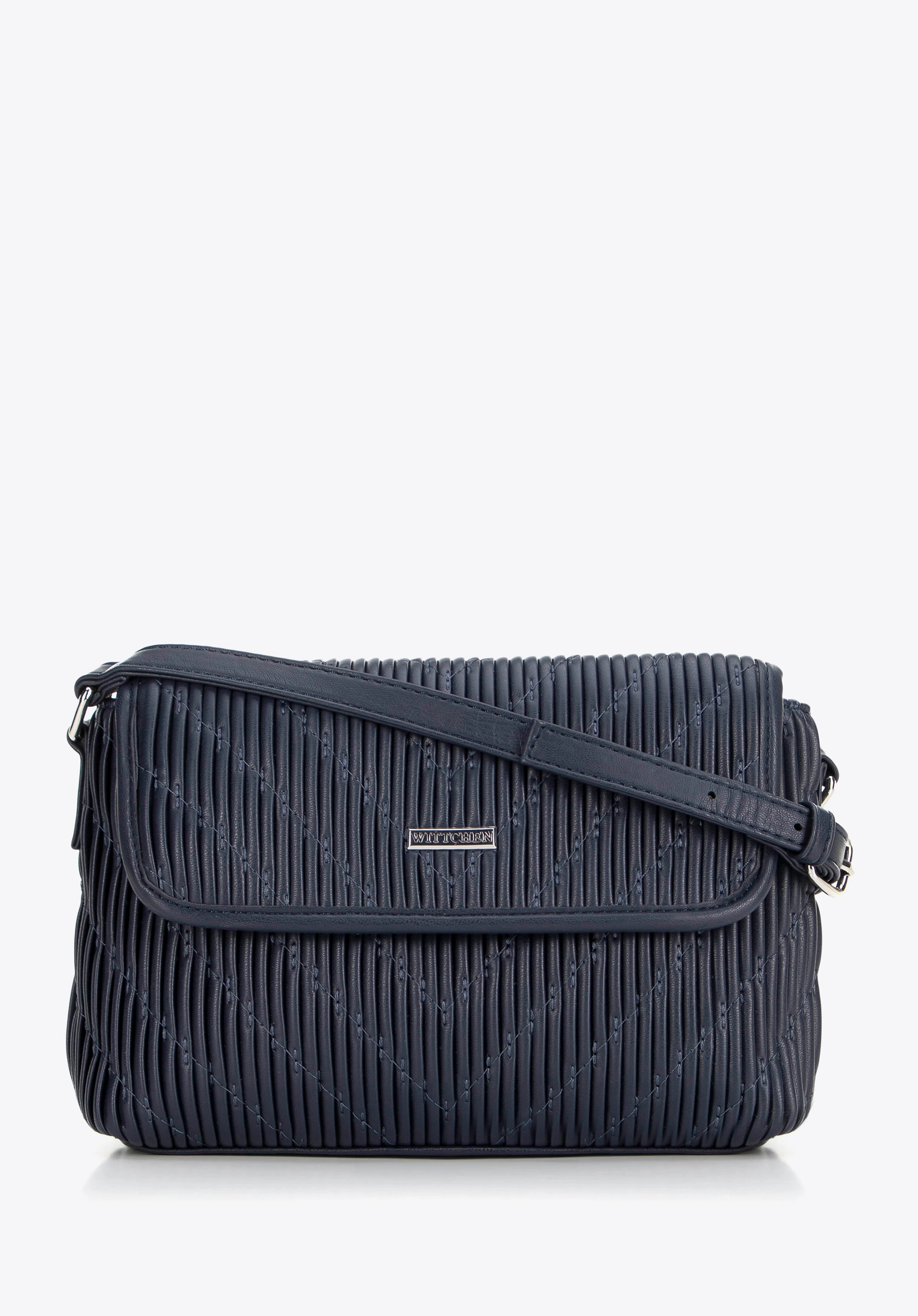 Damska crossbody w pionowe przeszycia z ekoskóry granatowa