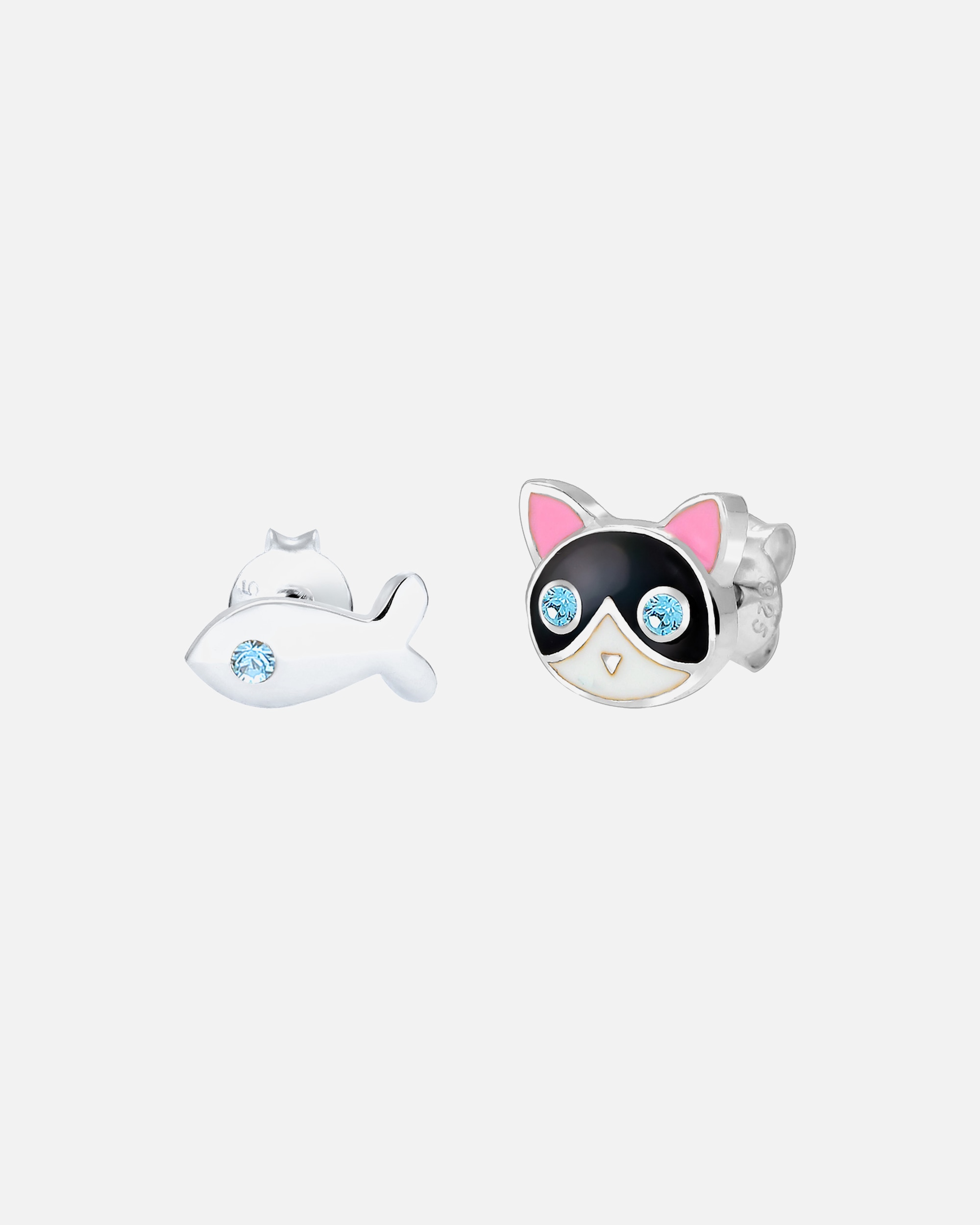 Elli Poisson et Chat Cristal Enfant (925/1000) Argent
