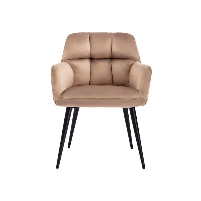 6 tuolin setti käsinojilla - Samettia ja metallia - Beige - PEGA