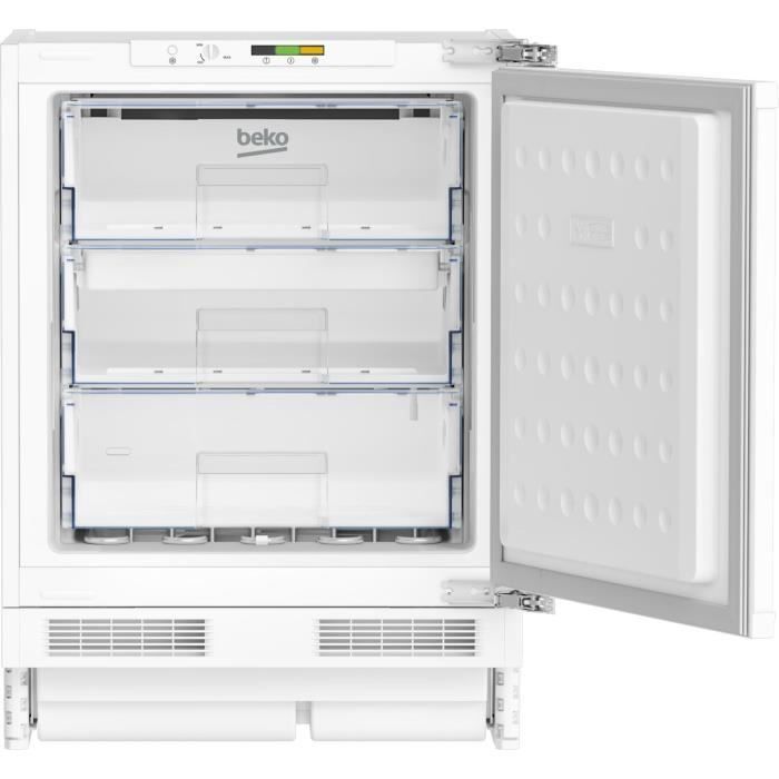 Congélateur armoire - BEKO - BU1204N - Intégrable - 3 tiroirs - 4,9 kg/24h - Classe E - 82x59,5x54x5 - Porte réversible panthographe