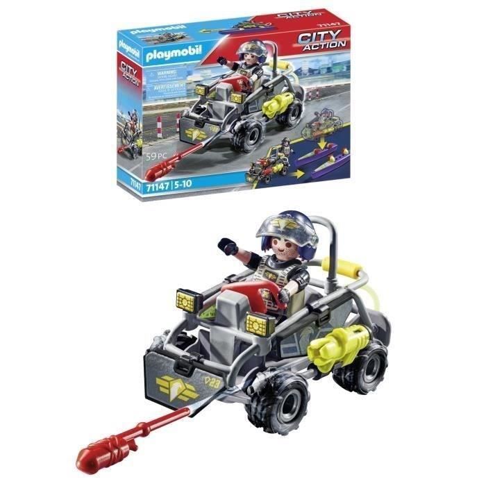 PLAYMOBIL 71147 Quad Bandit transformable, Unidad de élite de la policía, Acción urbana, Para mayores de 5 años