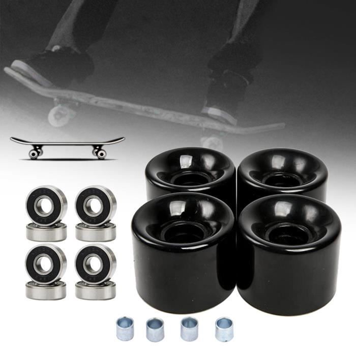 Skateboardwielen - HOMYL - 60 mm 78a - Set van 4 zwart - Spacers en lagers inbegrepen