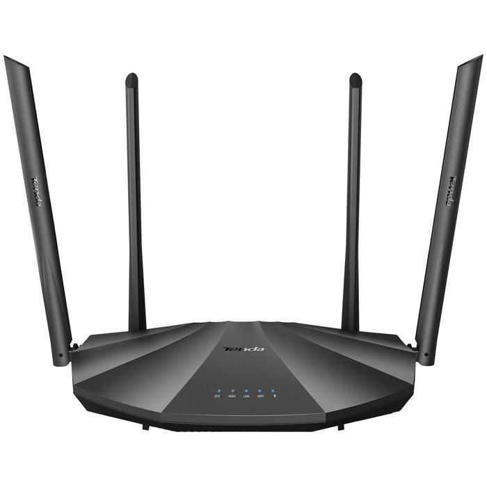 Router WiFi dual-band TENDA AC2100, porte Gigabit, configurazione semplice, USB 2.0, MU-MIMO, IPv6, ideale per gaming e streaming. AC19