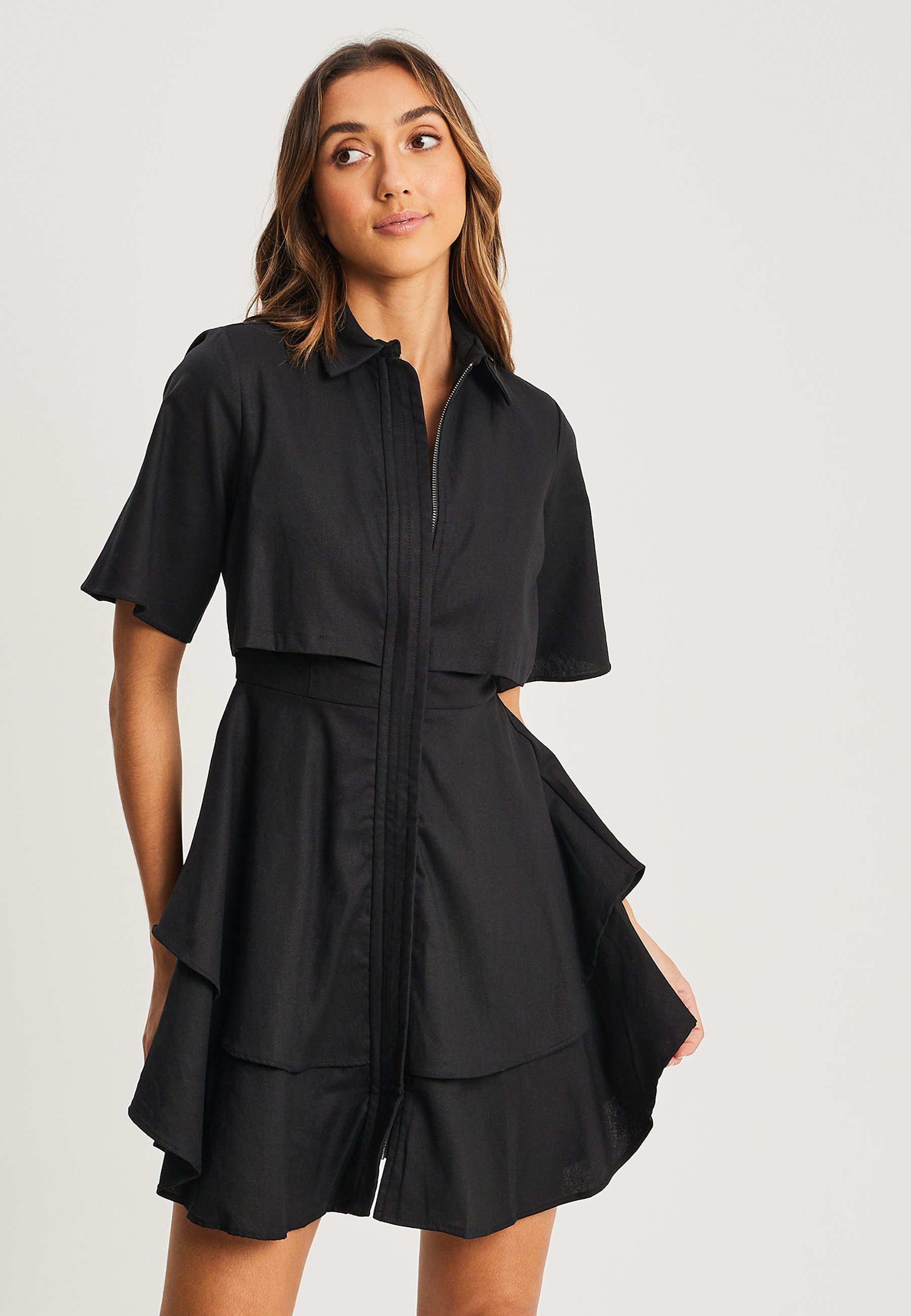 WILLA HUGH LAYERED - Skjortekjole - black
