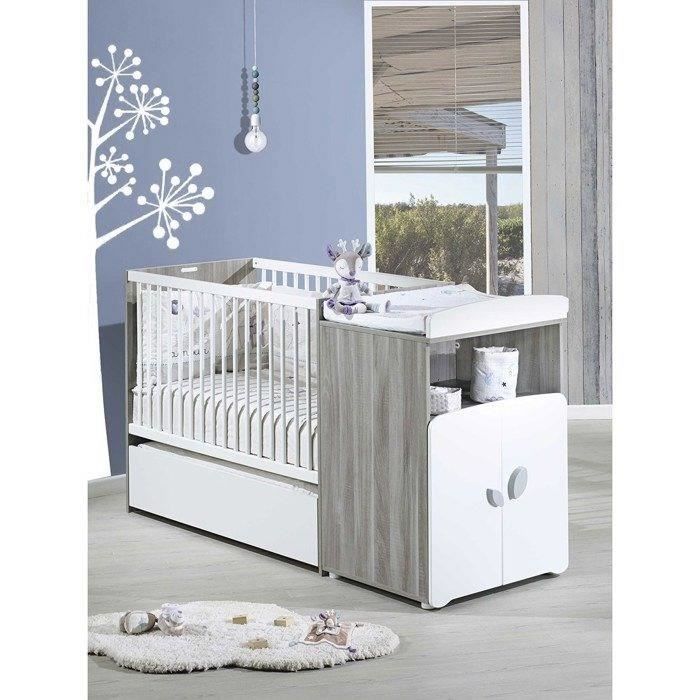 Cama convertible - 120x60cm - Se convierte a 90x190cm - Babyprice Leaf - Madera gris