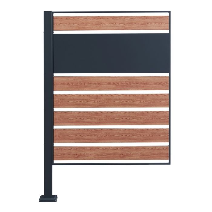 Contenitore per rifiuti Uusikaupunki in acciaio zincato, 120 x 83 x 11 cm, effetto legno antracite