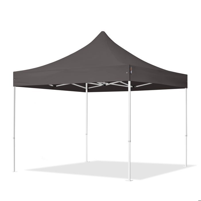 Tenda dobrável TOOLPORT 3x3m com laterais (4 janelas), cinza escuro