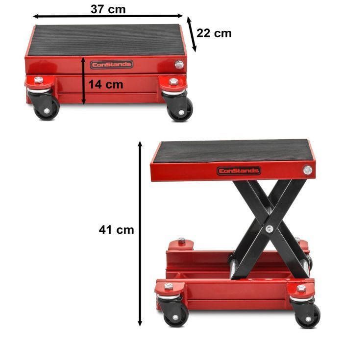 Pont élévateur moto chariot ConStands HR1 Cric de déplacement 500kg rouge